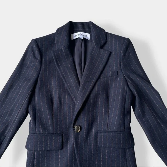 Veronica Beard Tyra Dickey Navy Pinstripe Blazer Jacket Preppy Academia Size 2 - Picture 7 of 15